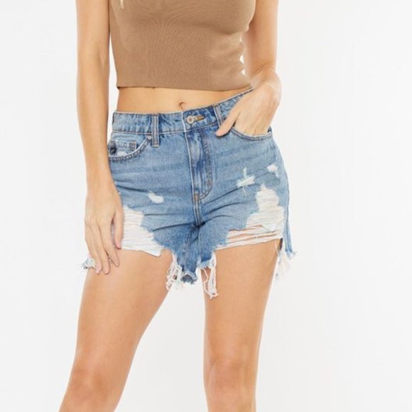 New Kancan High Rise RainbowThread Shorts Distressed - Picture 2 of 6